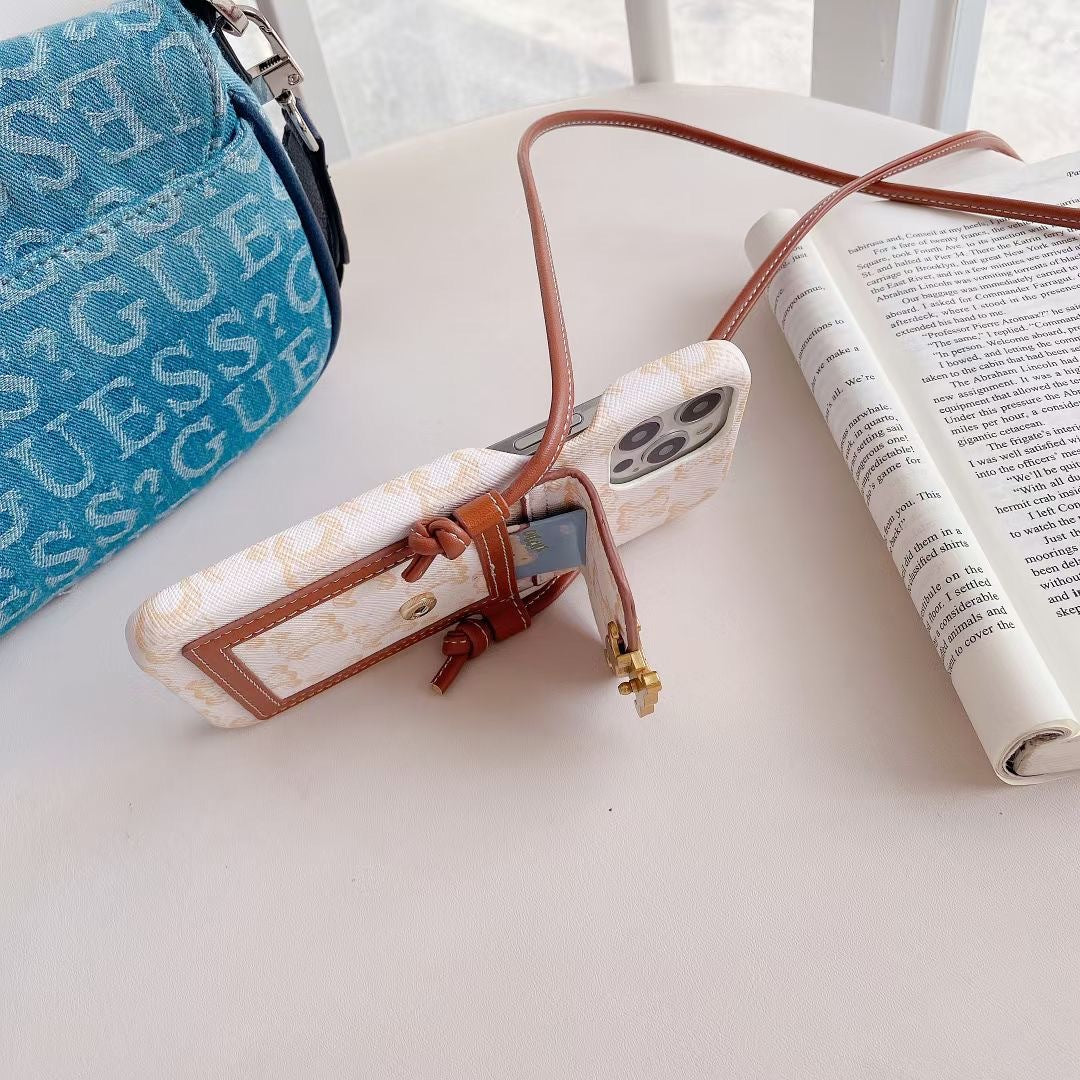 White Celine iPhone Case With Card Holder