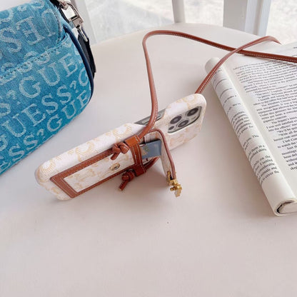 White Celine iPhone Case With Card Holder