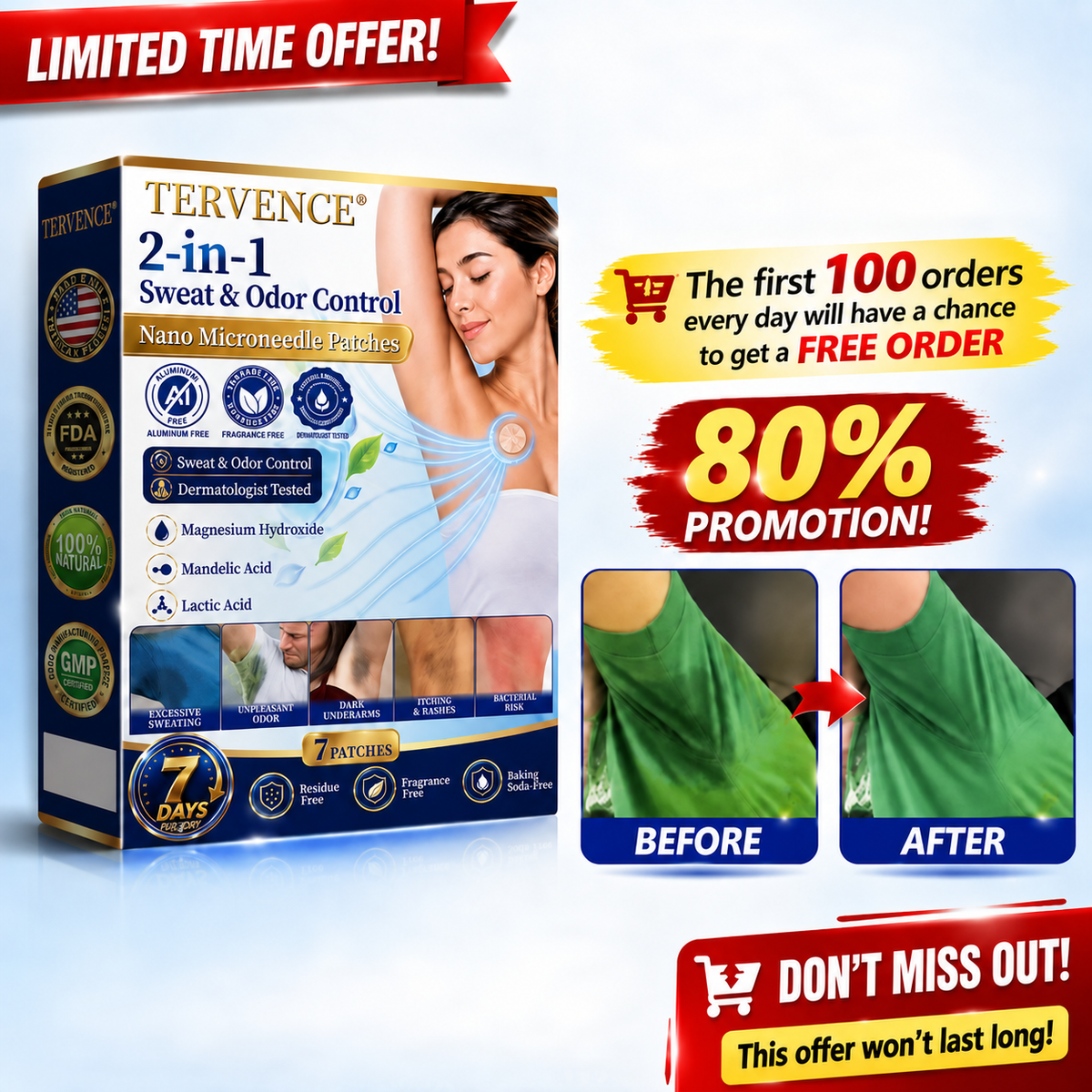 TERVENCE® 2-in-1 Advanced Sweat Control & Deodorant Microneedle Patches — image 1