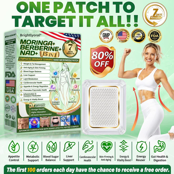 [2026 New & Upgraded: 80% OFF] ✅ Brightlyoral® Lymphatic Drainage Slimming Nano-Microneedle Patch: Ultra-Potent 5× Formula wi — image 1