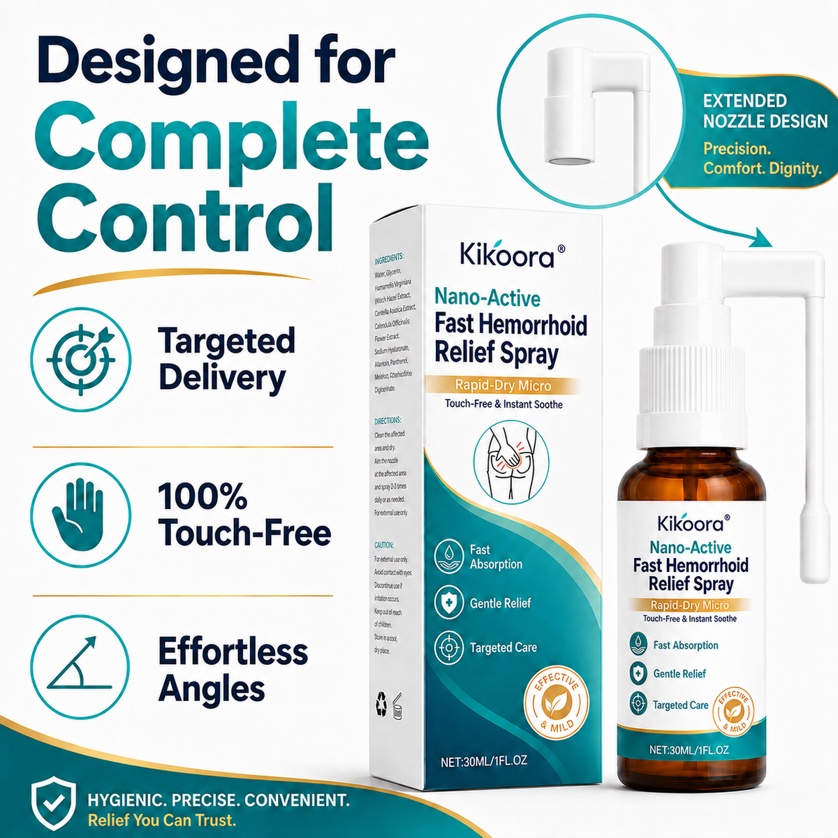 🌿👨 ⚕️Kikoora® Nano-Active Fast Hemorrhoid Relief Spray | Rapid-Dry Micro-Mist with Essential Oils, Touch-Free & Instant Sooth — image 5