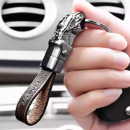 Genuine Leather Car Keychain – Premium Key Ring Chain for Men