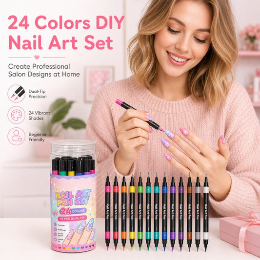 💅 LIMITED‐TIME 50% OFF! 💥 24 Colors Dual Ended Nail Art Pens Set – Creative, Salon‐Quality, Easy DIY ✨ — image 1